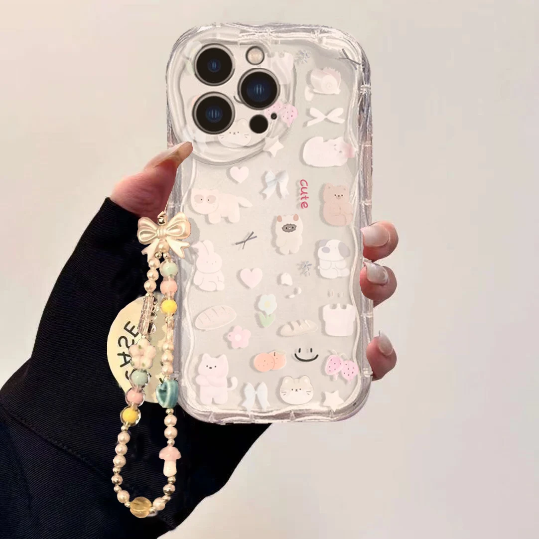 Cute Cartoon Wrist Strap Silicone Case - Samsung Galaxy S25 S26 Ultra S24