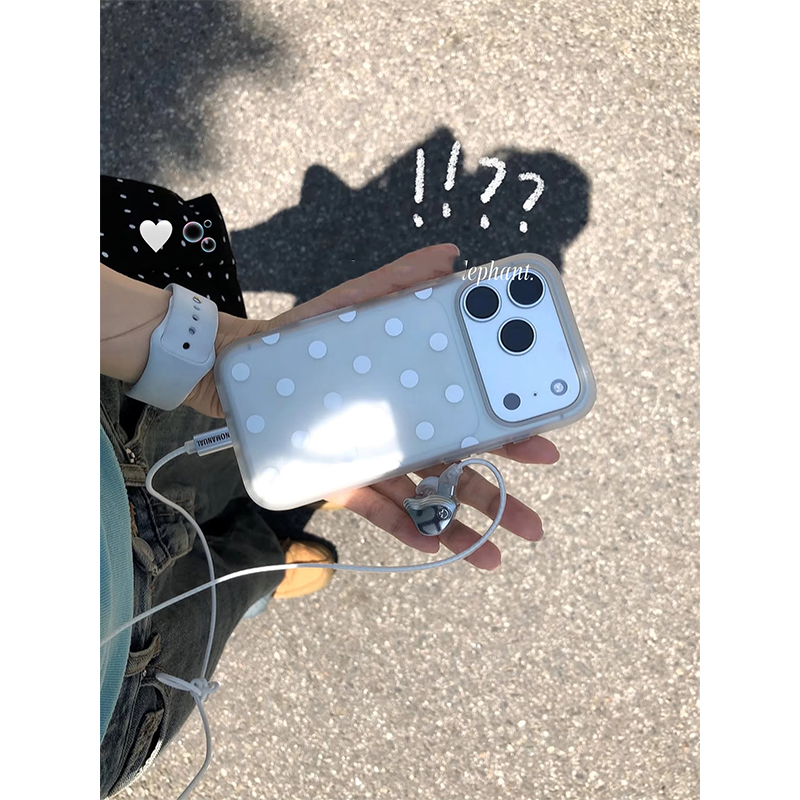 Clear Shockproof Bumper Case - Basit Melek Beyazı Puantiyeli Şeffaf Buzlu