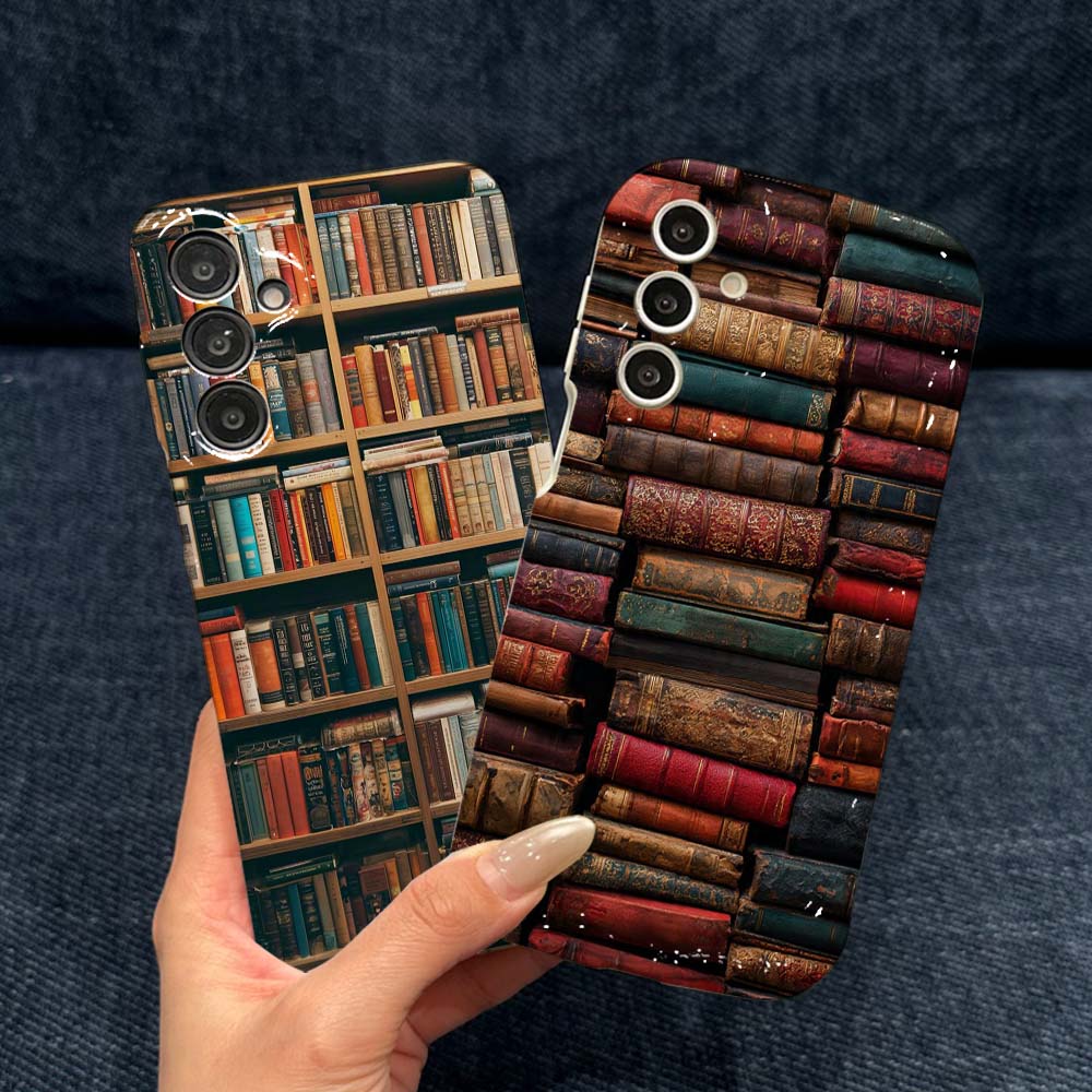 Vintage Floral Pattern Soft Case - Vintage Desenli Kitap Yığını Telefon Kılıfı
