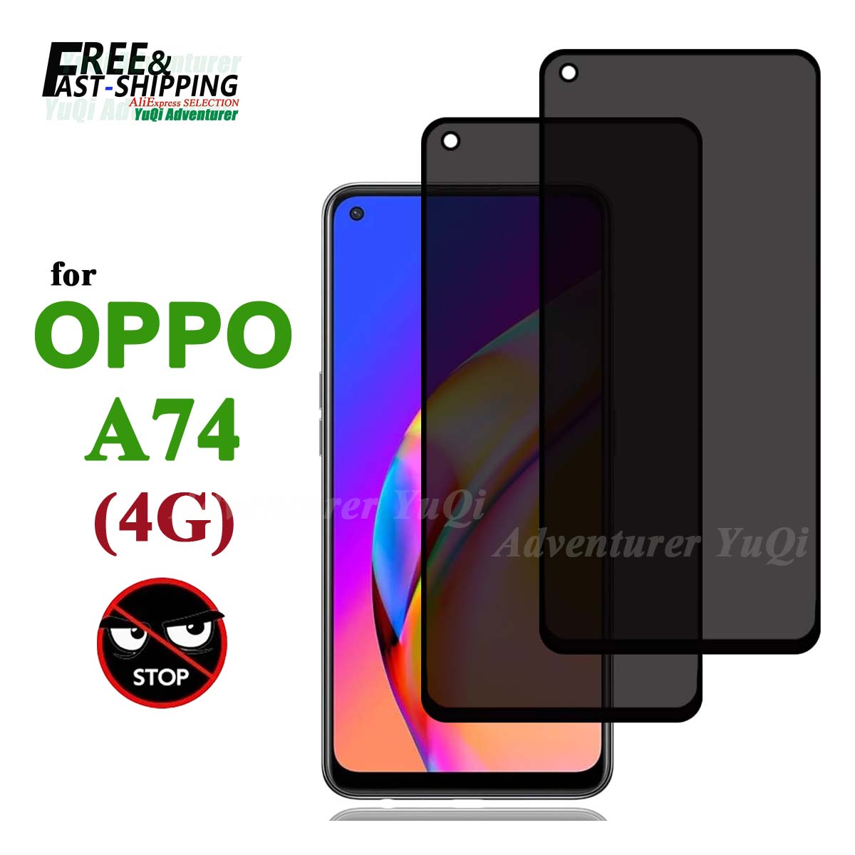 Anti Spy Privacy Glass Case - OPPO A74 4G Temperli Cam 9H