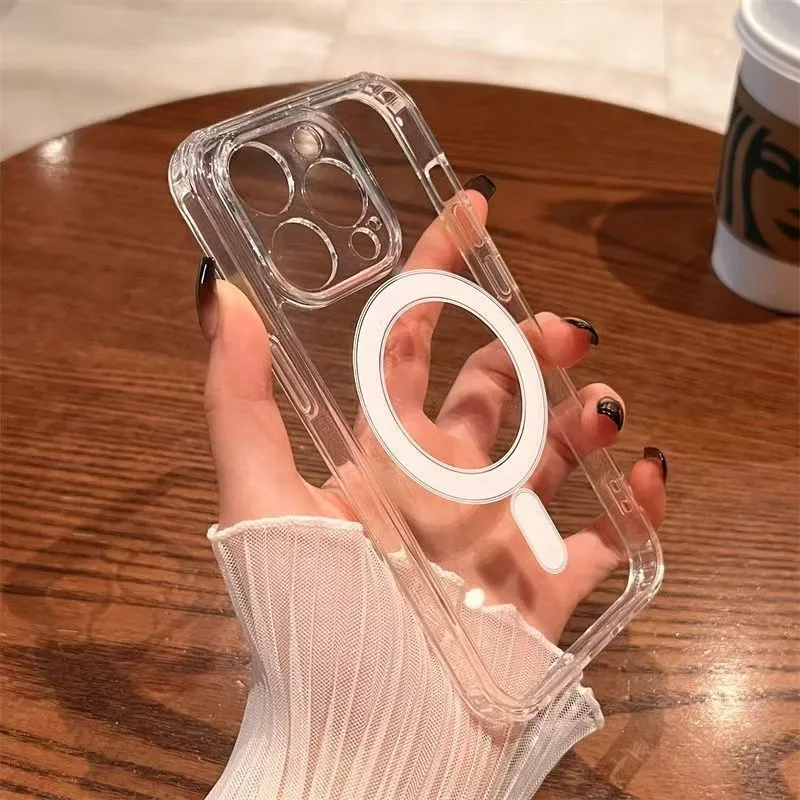 Clear Shockproof Bumper Case - Magsafe Kablosuz Şarjlı Manyetik Telefon Kılıfı