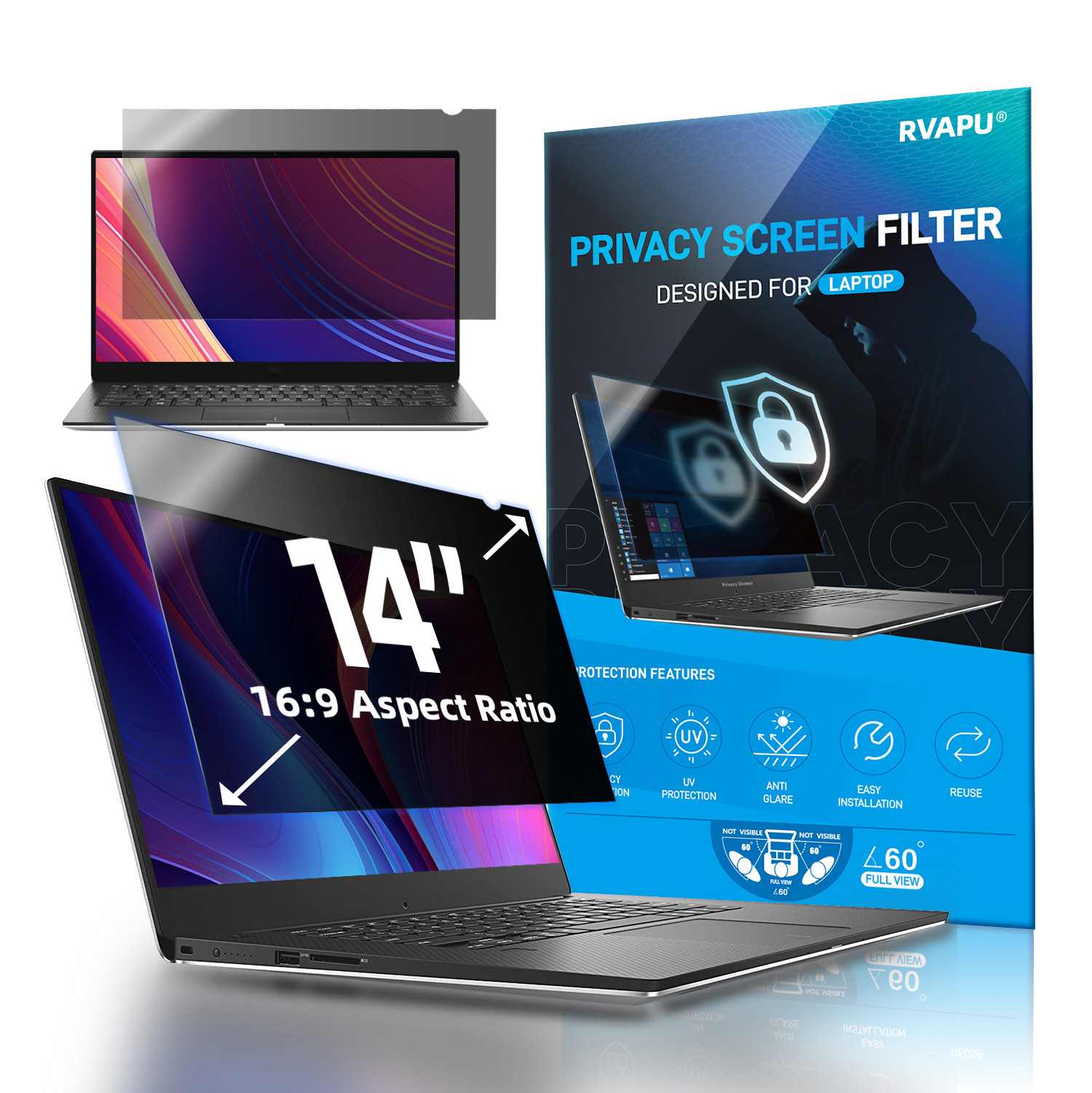 Matte Anti Glare Screen Protector - Dizüstü bilgisayar için 14 inç Gizlilik