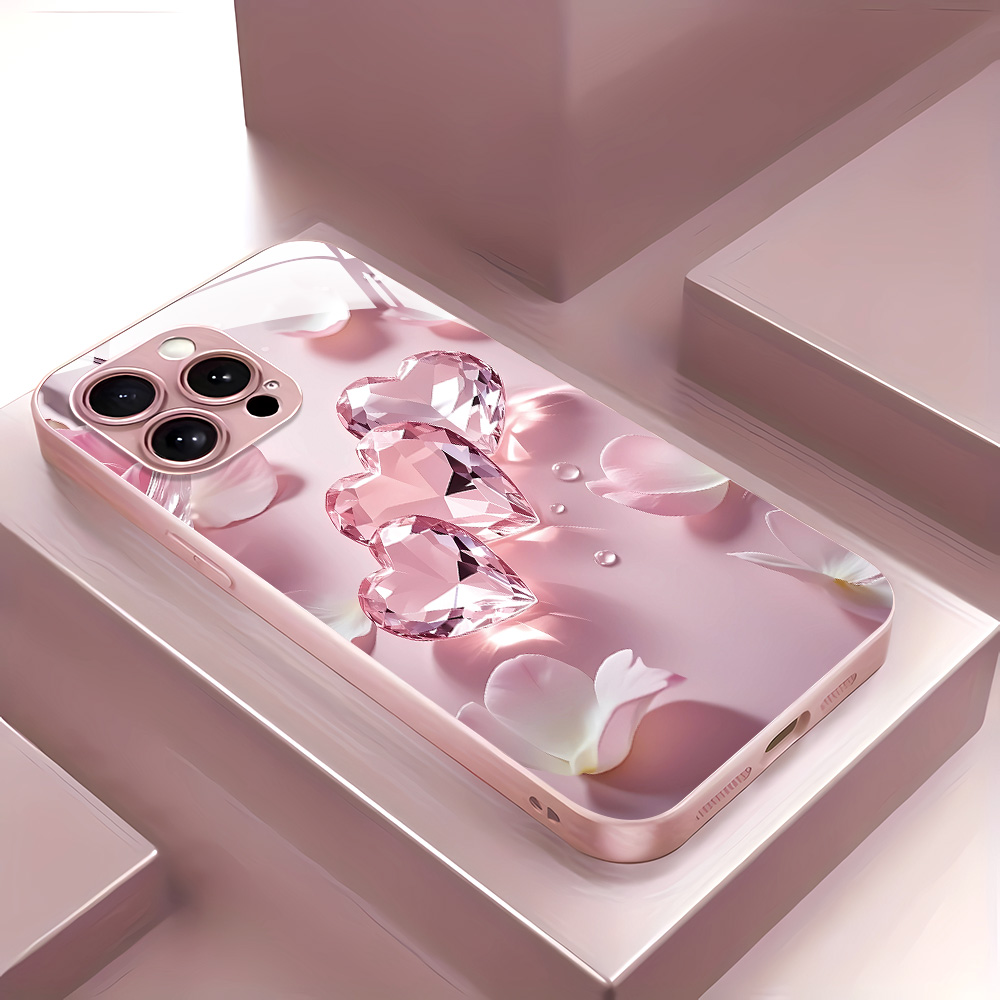 Screen Protectors - Pembe Kelebek Temperli Cam Kılıf iPhone