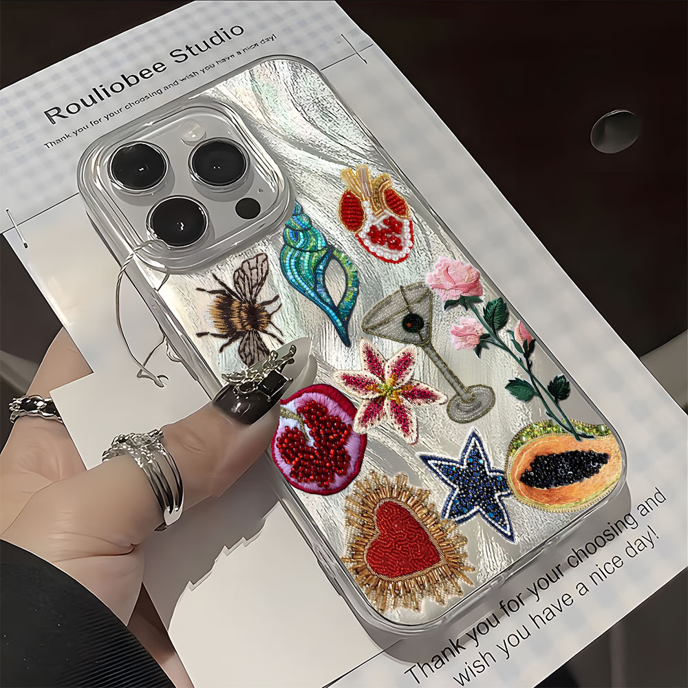 Vintage Floral Pattern Soft Case - Vintage Çiçek Kolaj Desenli Telefon Kılıfı