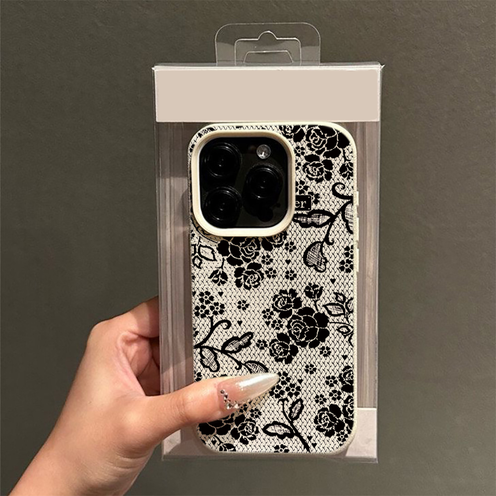 Zarif Siyah Dantel Gül Çiçek D - Vintage Floral Pattern Soft Case incelemesi ve fiyatı