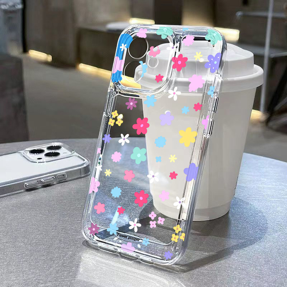 Renkli Çiçek Desenli Şeffaf Te - Clear Shockproof Bumper Case incelemesi ve fiyatı