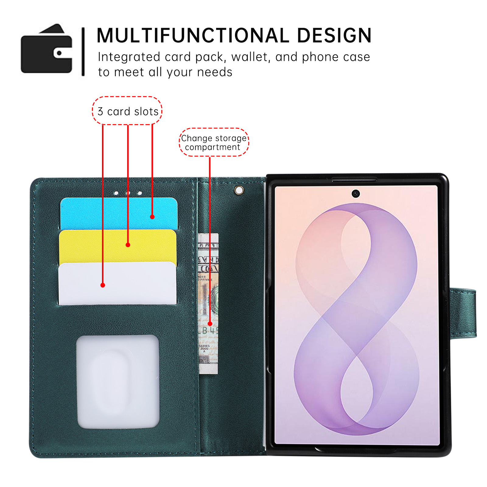 Samsung Galaxy Z Fold 8 Fold8  - Leather Wallet Card Holder Phone Cover incelemesi ve fiyatı
