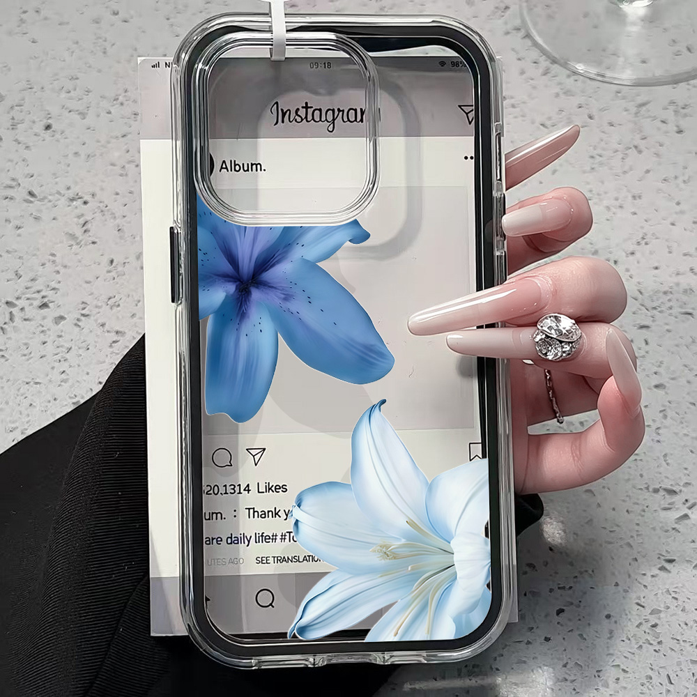 Mavi Zambak Çiçekli Şeffaf Tel - Clear Shockproof Bumper Case incelemesi ve fiyatı