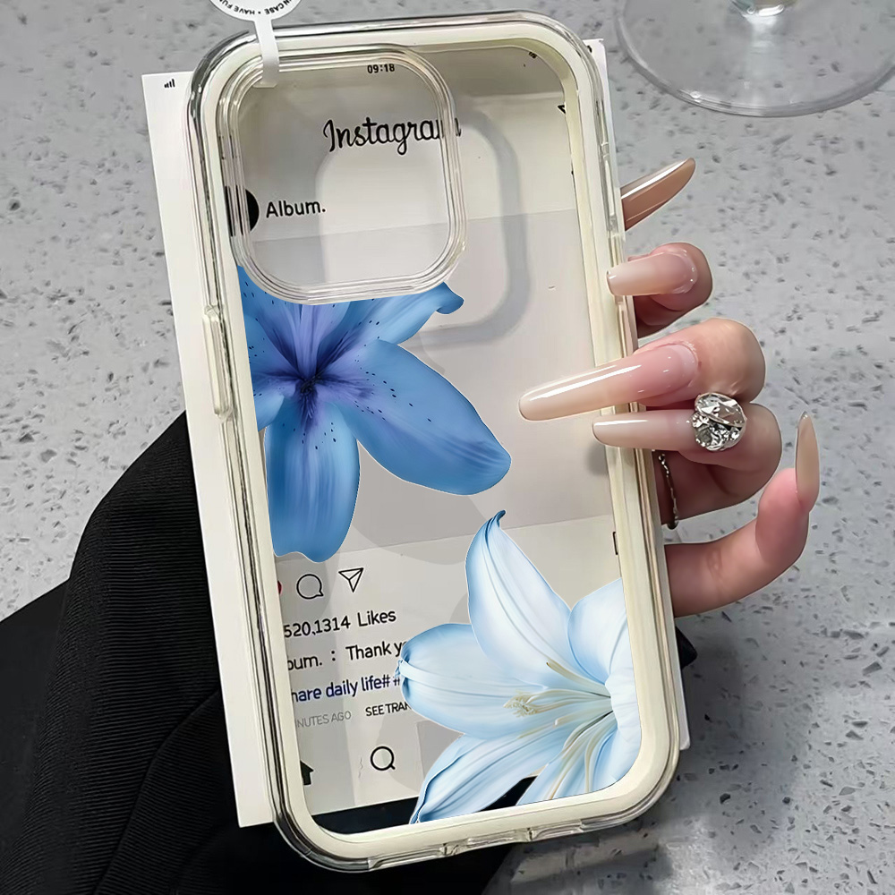 Mavi Zambak Çiçekli Şeffaf Tel - Clear Shockproof Bumper Case incelemesi ve fiyatı