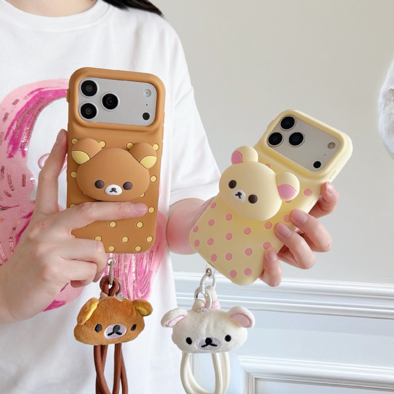 3D Rilakkuma Ayı Puantiyeli Si - Cute Cartoon Wrist Strap Silicone Case incelemesi ve fiyatı