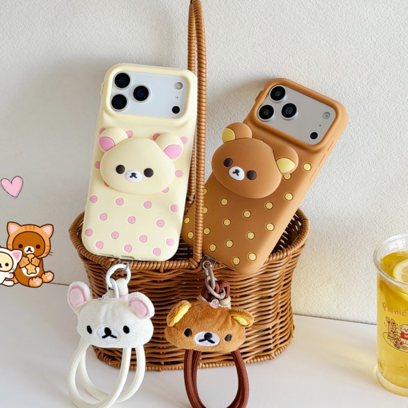3D Rilakkuma Ayı Puantiyeli Si - Cute Cartoon Wrist Strap Silicone Case incelemesi ve fiyatı