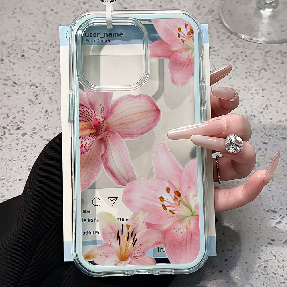 Pembe Zambak Çiçeği Şeffaf Tel - Clear Shockproof Bumper Case incelemesi ve fiyatı