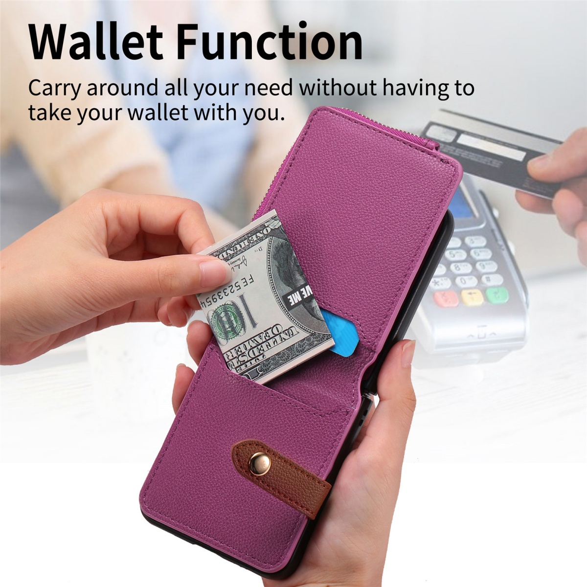 Samsung Galaxy Z Flip 8 7 6 5  - Leather Wallet Card Holder Phone Cover incelemesi ve fiyatı