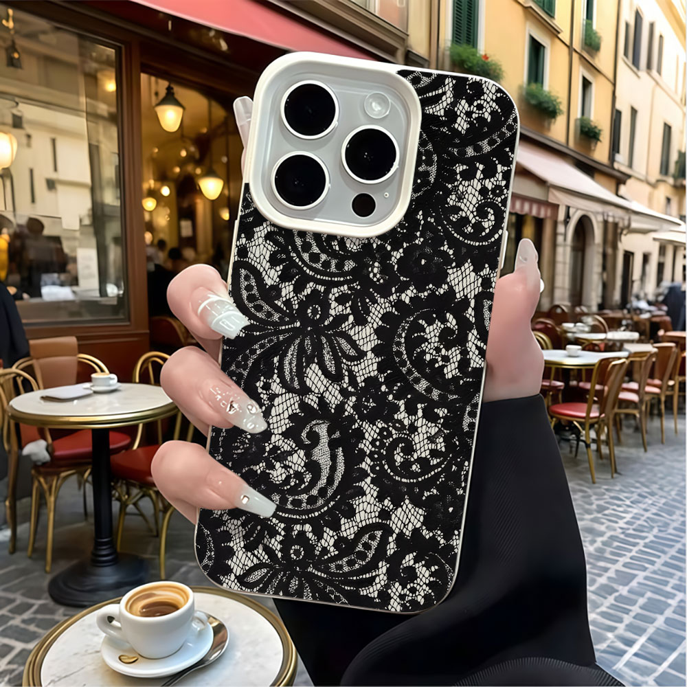 Siyah Vintage Çiçek Desenli Ly - Vintage Floral Pattern Soft Case incelemesi ve fiyatı