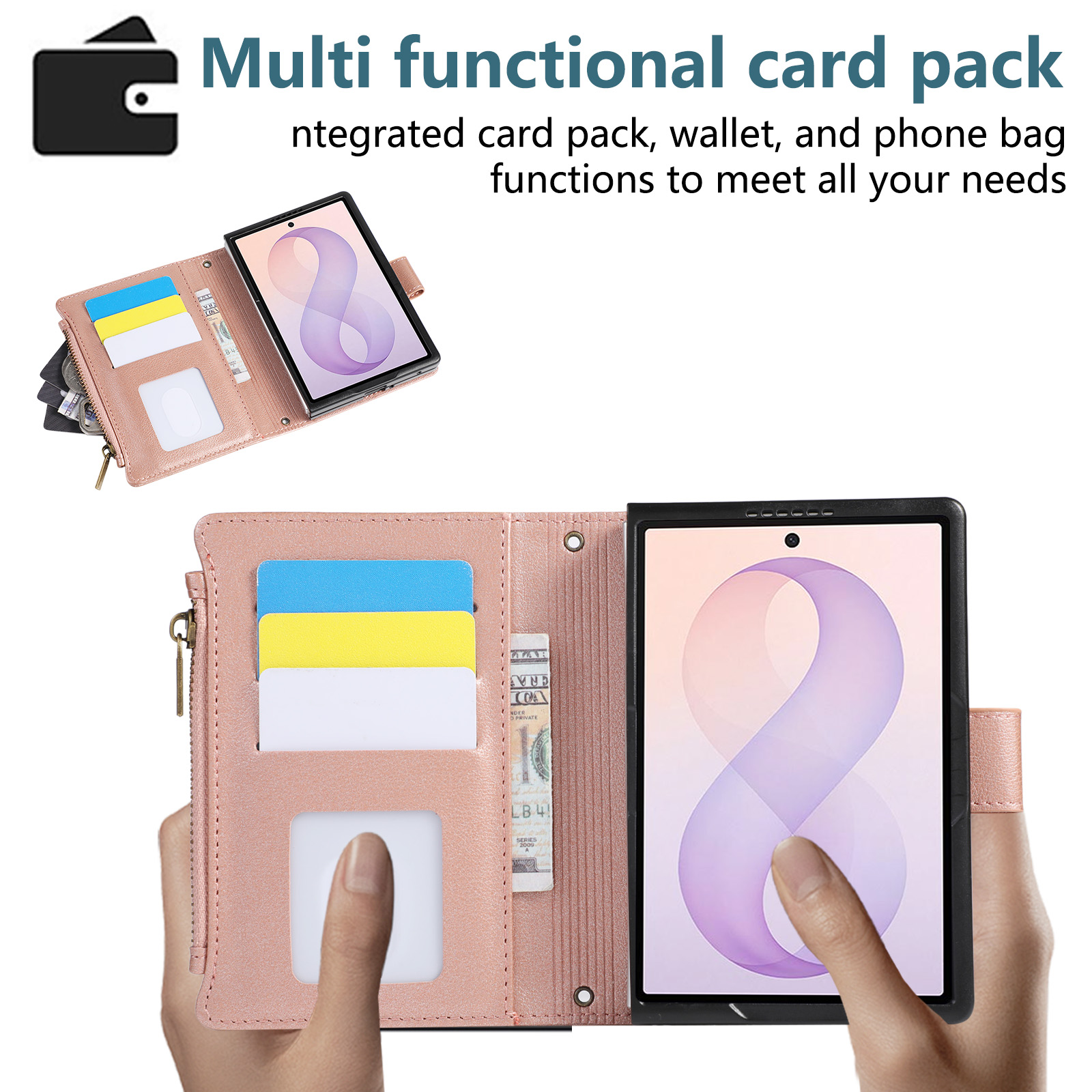 Samsung Galaxy Z Fold 8 Fold8  - Leather Wallet Card Holder Phone Cover incelemesi ve fiyatı