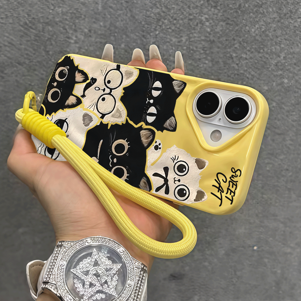iPhone 16 15 17 12 14 13 11 Pr - Cute Cartoon Wrist Strap Silicone Case incelemesi ve fiyatı